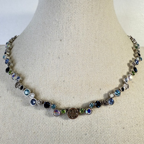 Lia Sophia Happy Hour Necklace Crystal Rhinestone Colorful Silver Tone - Picture 1 of 9
